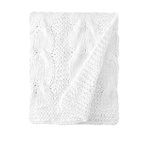 Micah White Cable Knit Throw