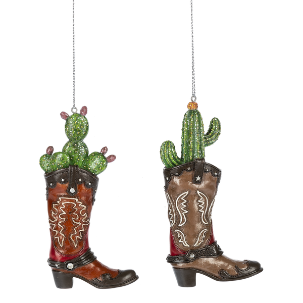 Cowboy Boot w/Cactus Ornament