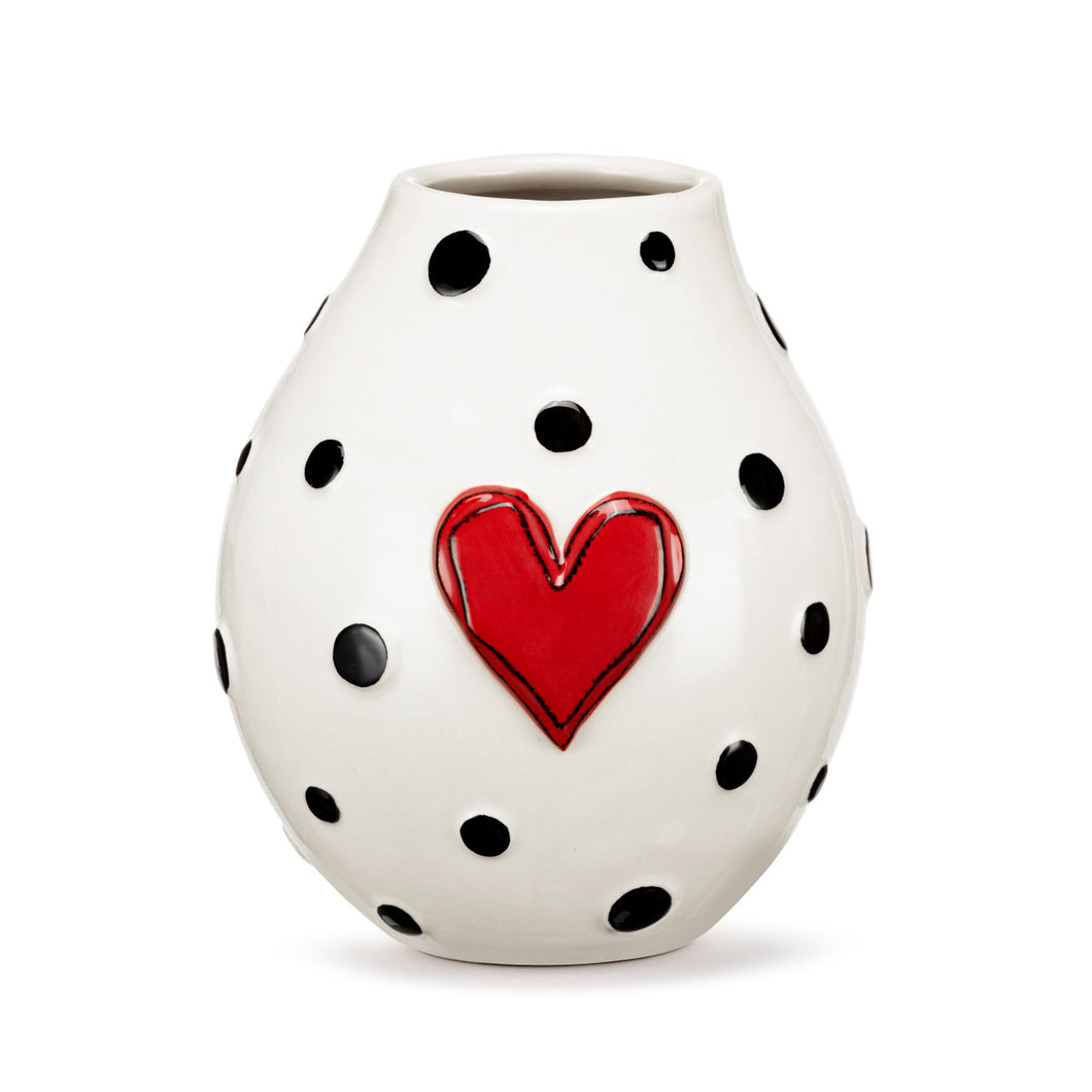Black Dots with Red Heart Vase