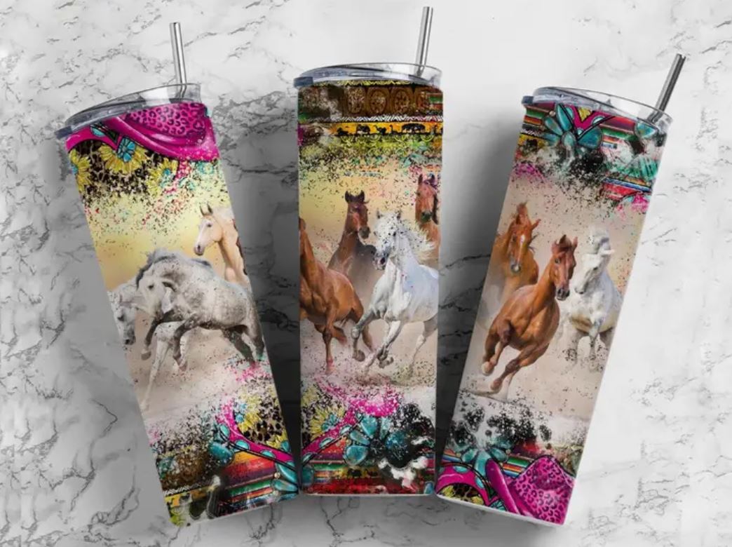 Wild Horse Tumbler with Reusable Straw & Cleaner